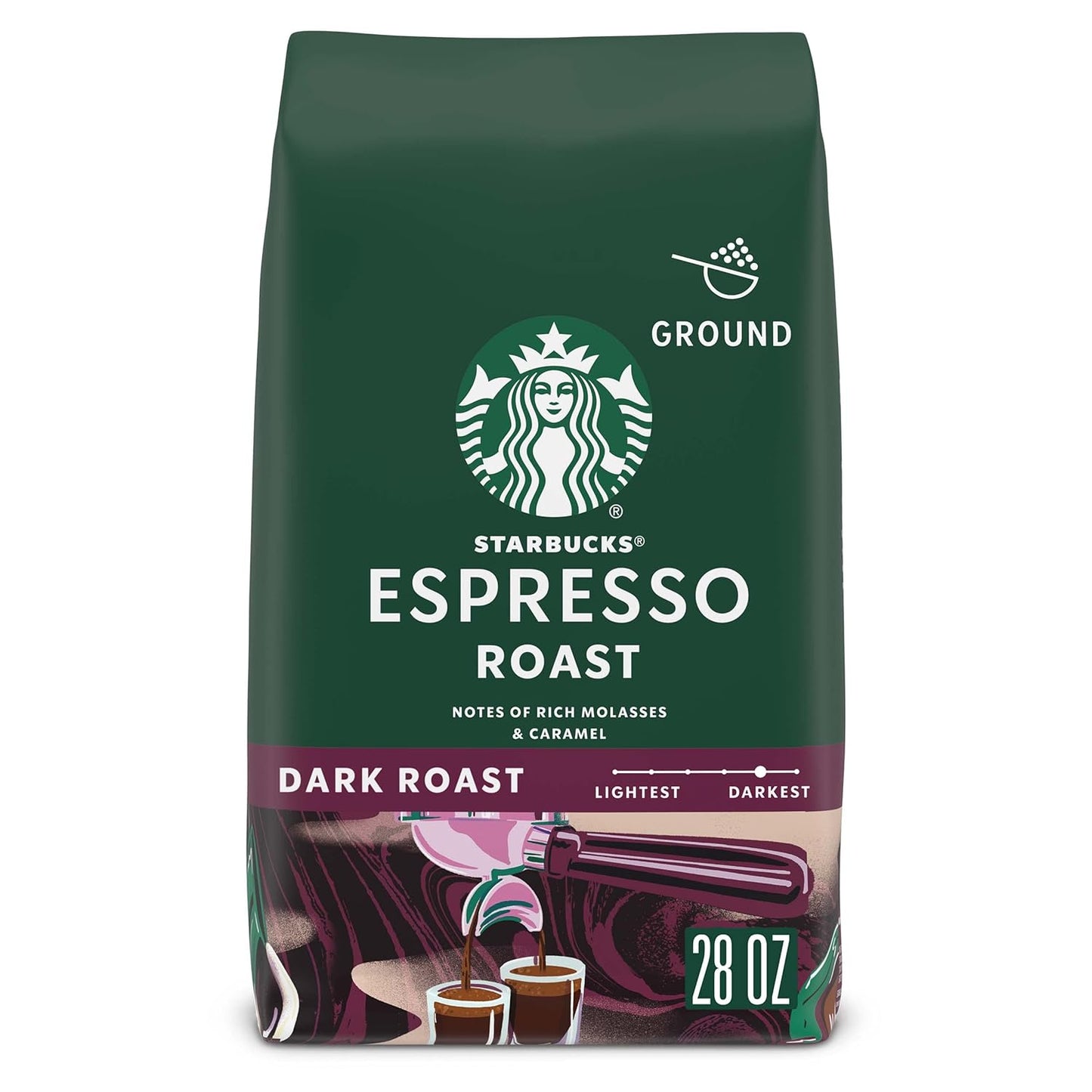 Starbucks Ground Coffee - Dark Roast Italian Blend | 100% Arabica, 18 oz Bag