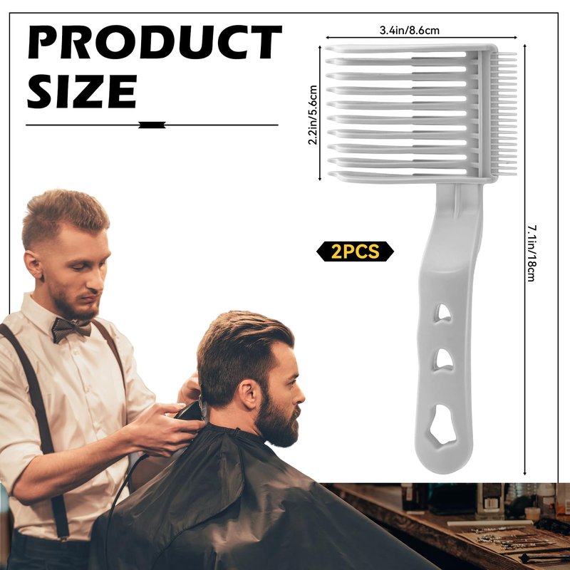 Fade Comb Professional Voluminous Wide-Tooth Texture Hair Styling Comb Set, Perfect Blending Comb Haircut Hair Tools for Home, Salon or Professional Use (2 Pack - Grey)