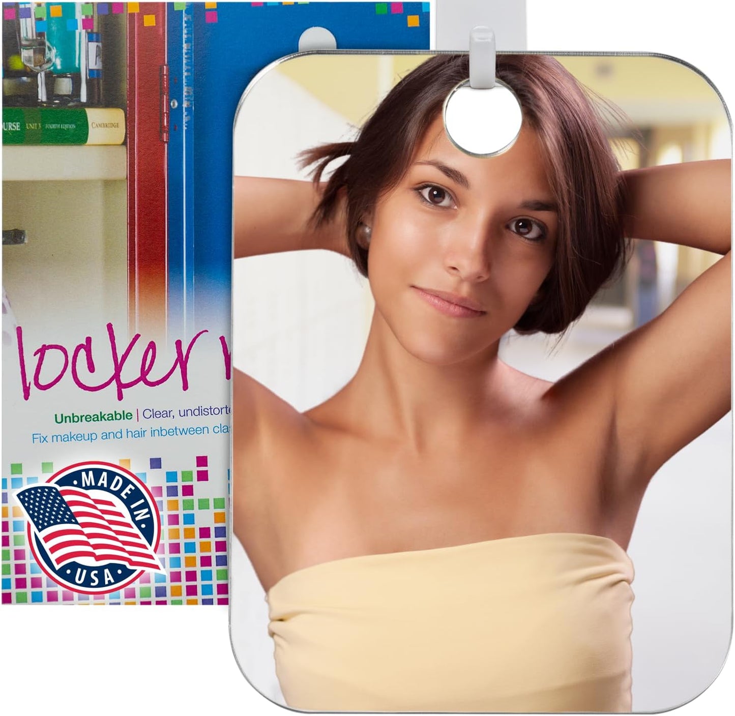Shave Well Locker Mirror - Full-Face Travel-Friendly Hanging Mirror | Handheld Option & Removable Adhesive Hook