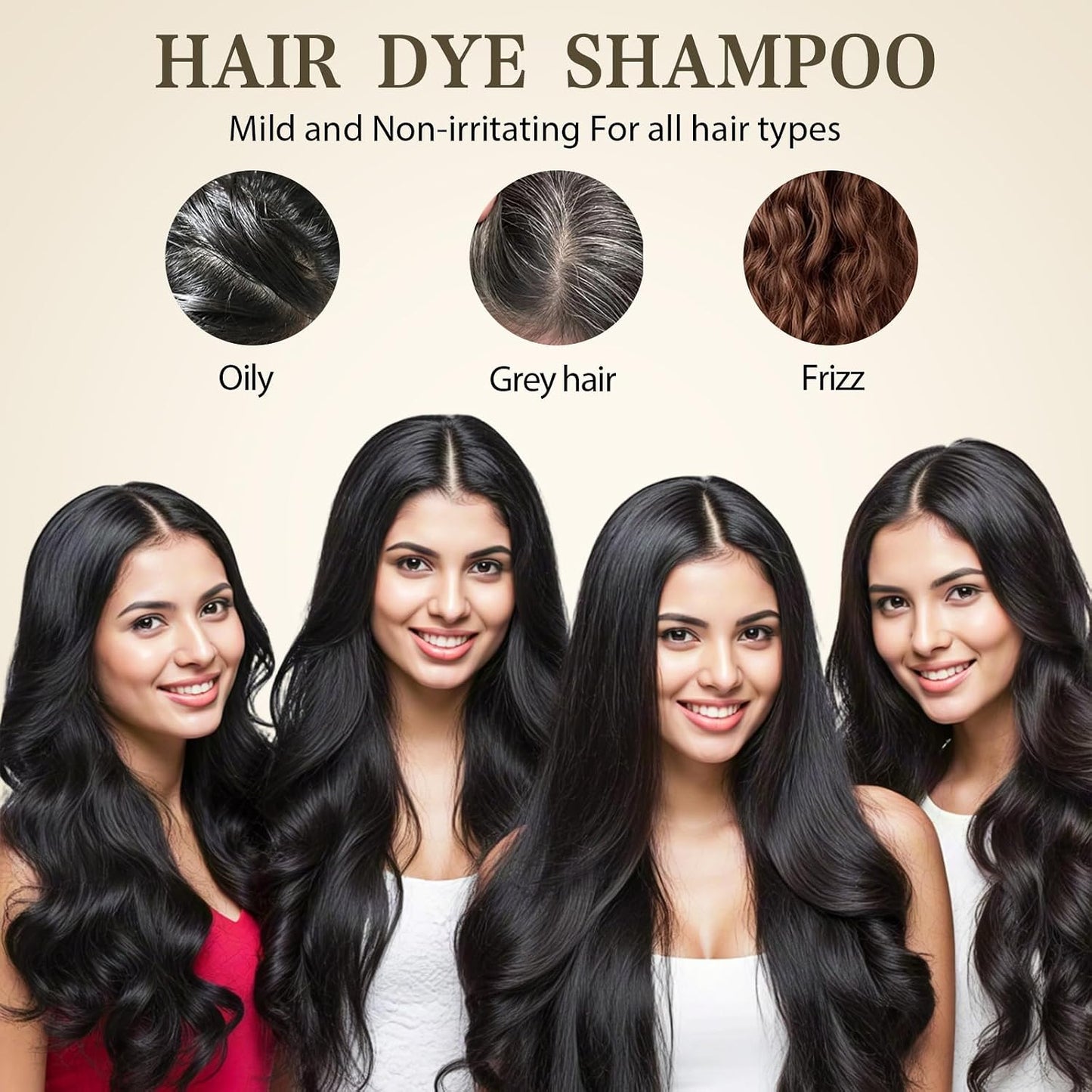 Black Hair Dye Shampoo - 3 in 1 Semi-Permanent Gray Coverage for Men & Women | Herbal Ingredients
