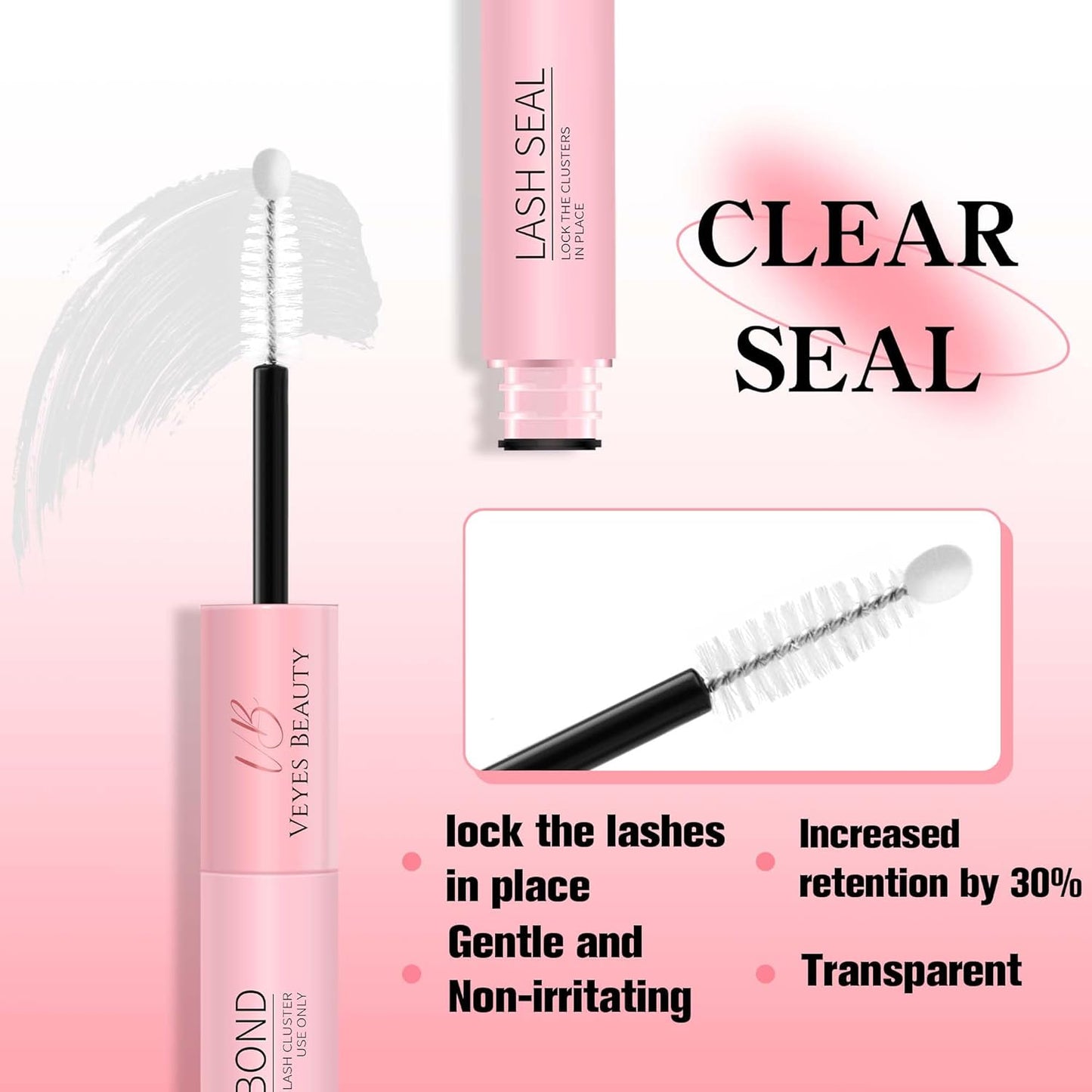 Lash Bond and Seal - Waterproof 2 in 1 Cluster Lash Glue for Eyelash Extensions | Long-Lasting Hold, 5ml+5ml