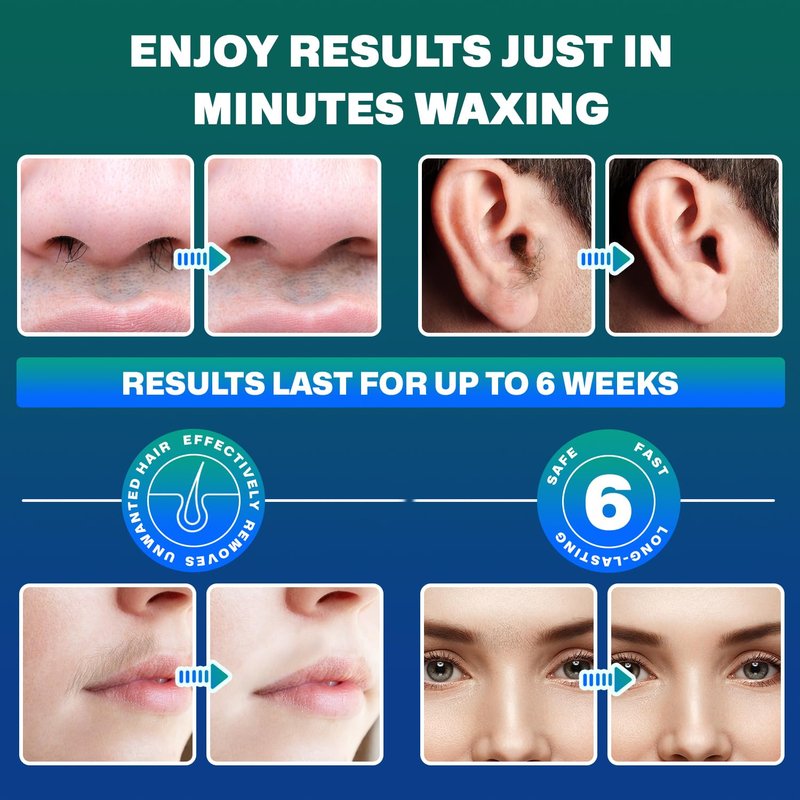 Wokaar 2 in1 Nose Hair Wax Kit | 100 g Wax, 30 Applicators | Ear Hair Removal for Men and Women, Waxing Kit for Quick & Easy Hair Remover, 69 Count