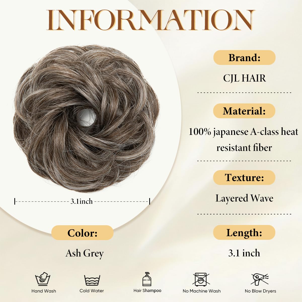 CJL HAIR Small Messy Bun Hair Pieces for Women Thin Hair Synthetic Curly Mini Scrunchies Hairpiece Updo with Elastic Band 2PCs