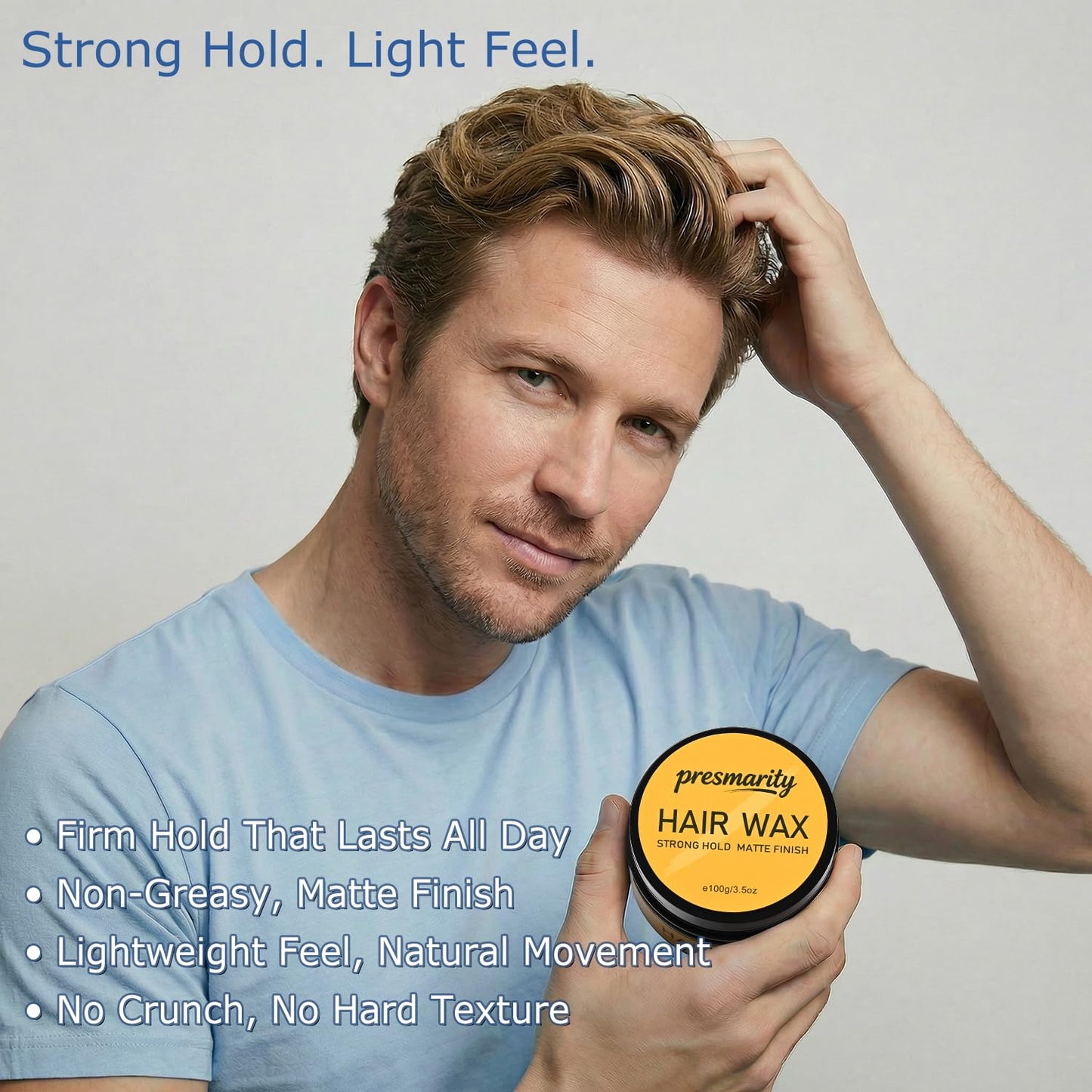 presmarity Hair Wax for Men – Strong Hold Without Stiffness, Natural Matte Finish, Adds Texture & Definition, Water-Based Formula, Non-Greasy, Easy Wash, 3.5 oz