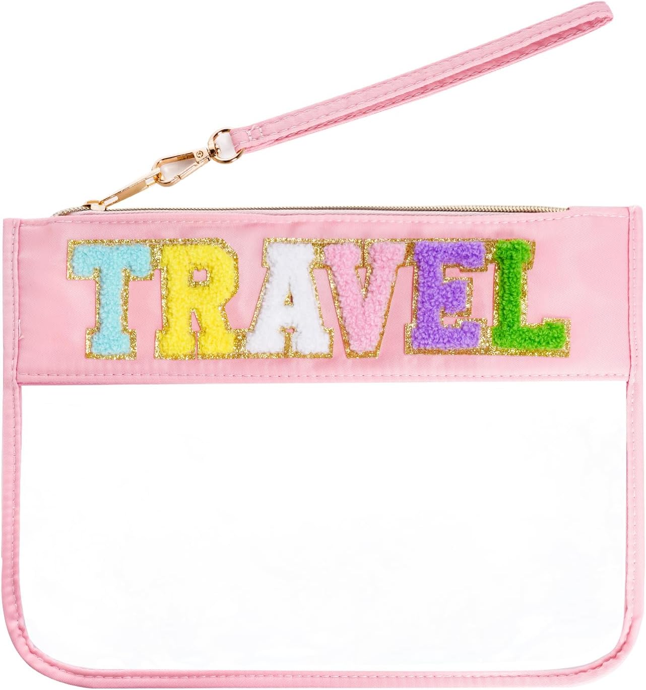 Chenille Letter Bag - Multi-Purpose Nylon Cosmetic Bag with Zipper | Travel & Gym Pouch (Black-Dance)