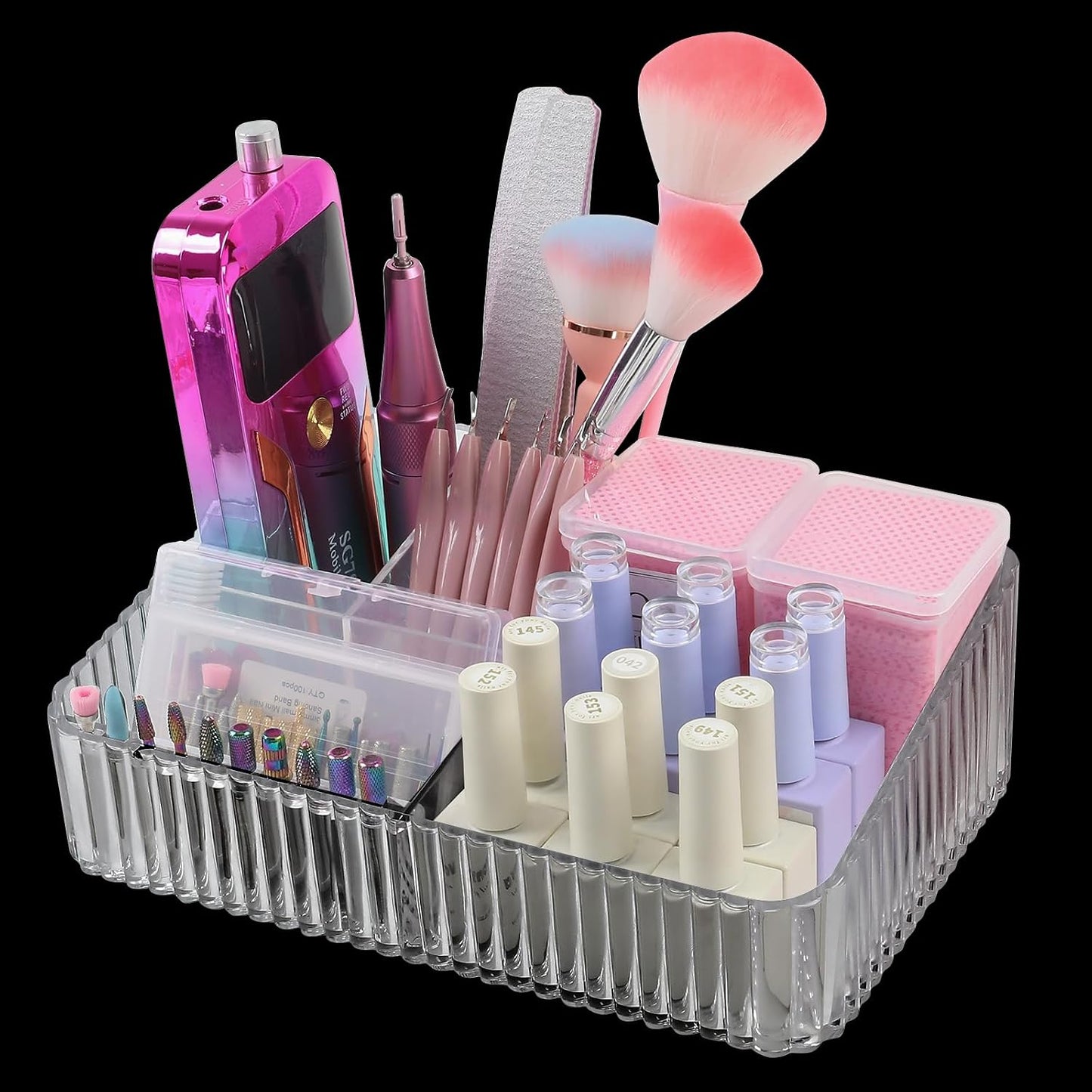 Nail Drill Machine Storage Box - 10-Hole Transparent Acrylic Bit Holder | Professional Organizer for Nail Tools