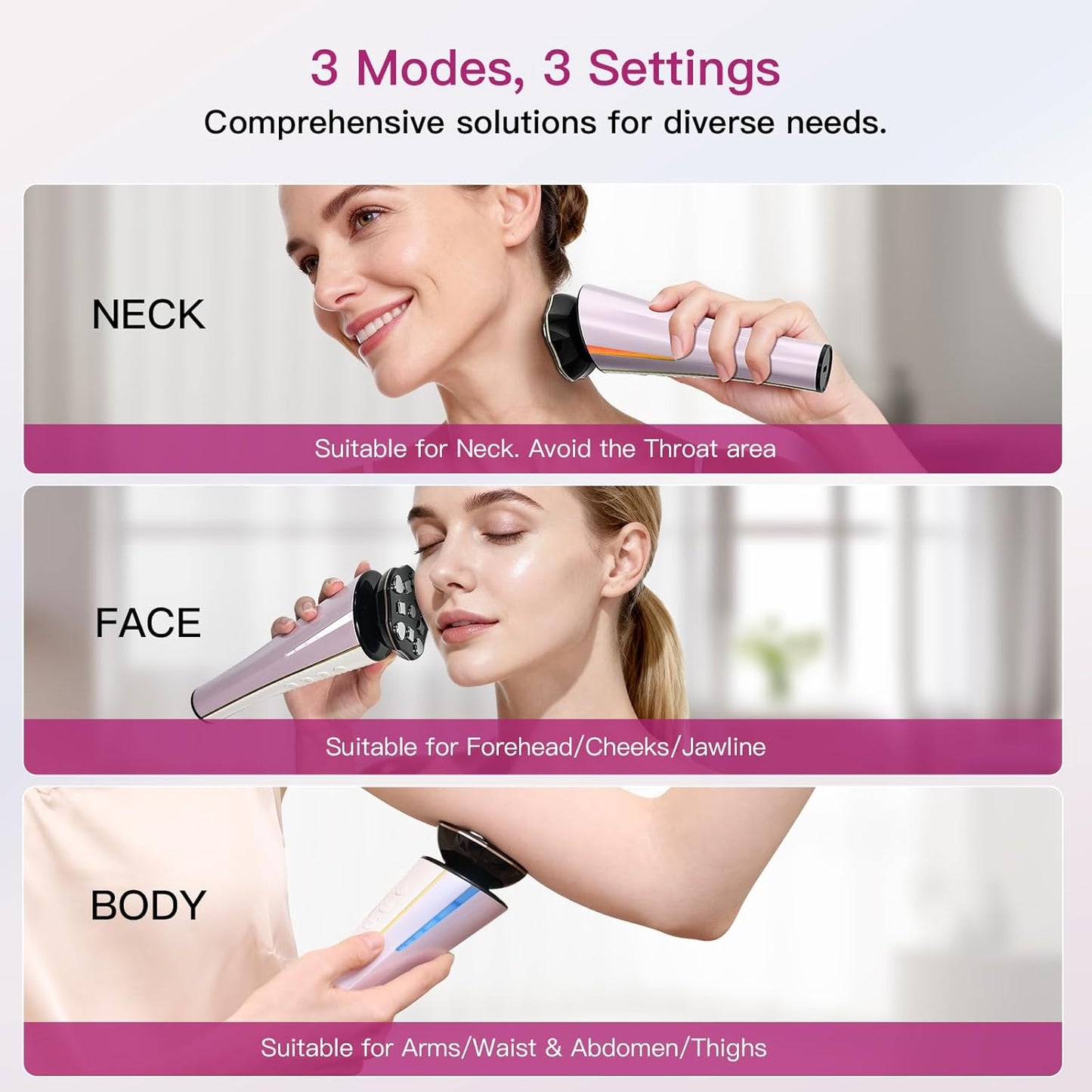 Microcurrent Facial Device - 4-in-1 Beauty Tool with Red & Blue Light Therapy for Neck, Face & Body | FDA-Cleared