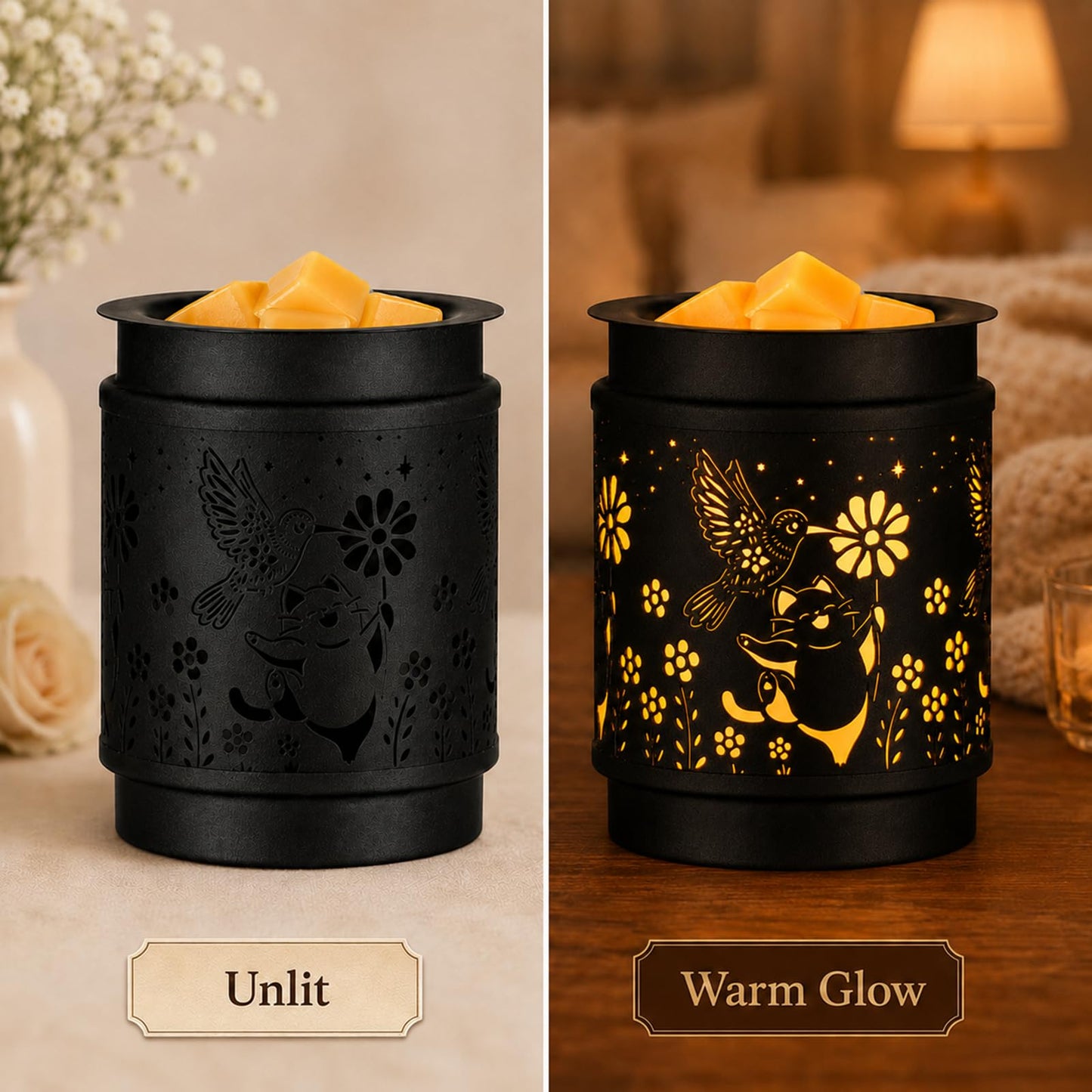 MOCOSA Metal Wax Melt Warmer, Electric Candle Wax Warmer for Scented Wax Melts, Stylish Metal Wax Melts Wax Cubes Burner for Home and Office Decor, Ideal Gift for Women and Girls(Hummingbird)