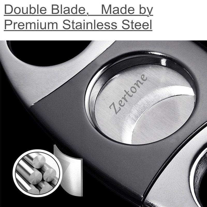 Cigar Cutter Guillotine 420 Stainless Steel Double Blade, 23mm Max. Cigar Diameter Guillotine Cigar Cutter (Gun Color)