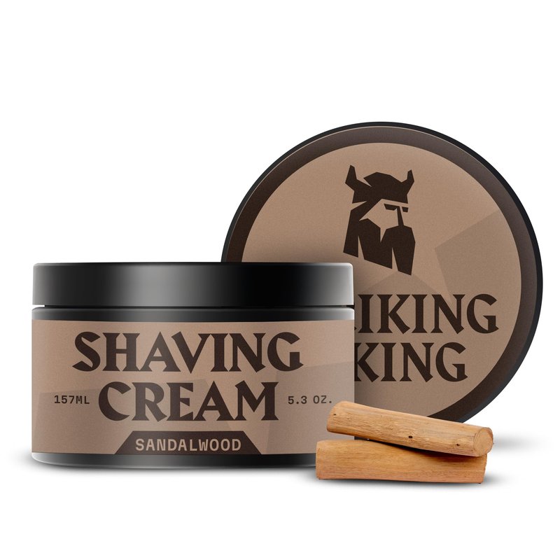 Striking Viking Men's Shave Cream for Men - 5.3 Oz, Pack of 1, Sandalwood - Sensitive Skin Shaving Cream - Rich Shaving Lather & Smooth Razor Glide - Travel-Ready