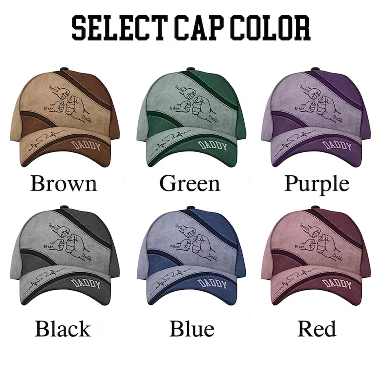 Custom Gifts for Father's Day - Personalized Fist Bump Dad Grandpa Baseball Cap,Dad PaPa Grandpa Husband Hat Gift for Men