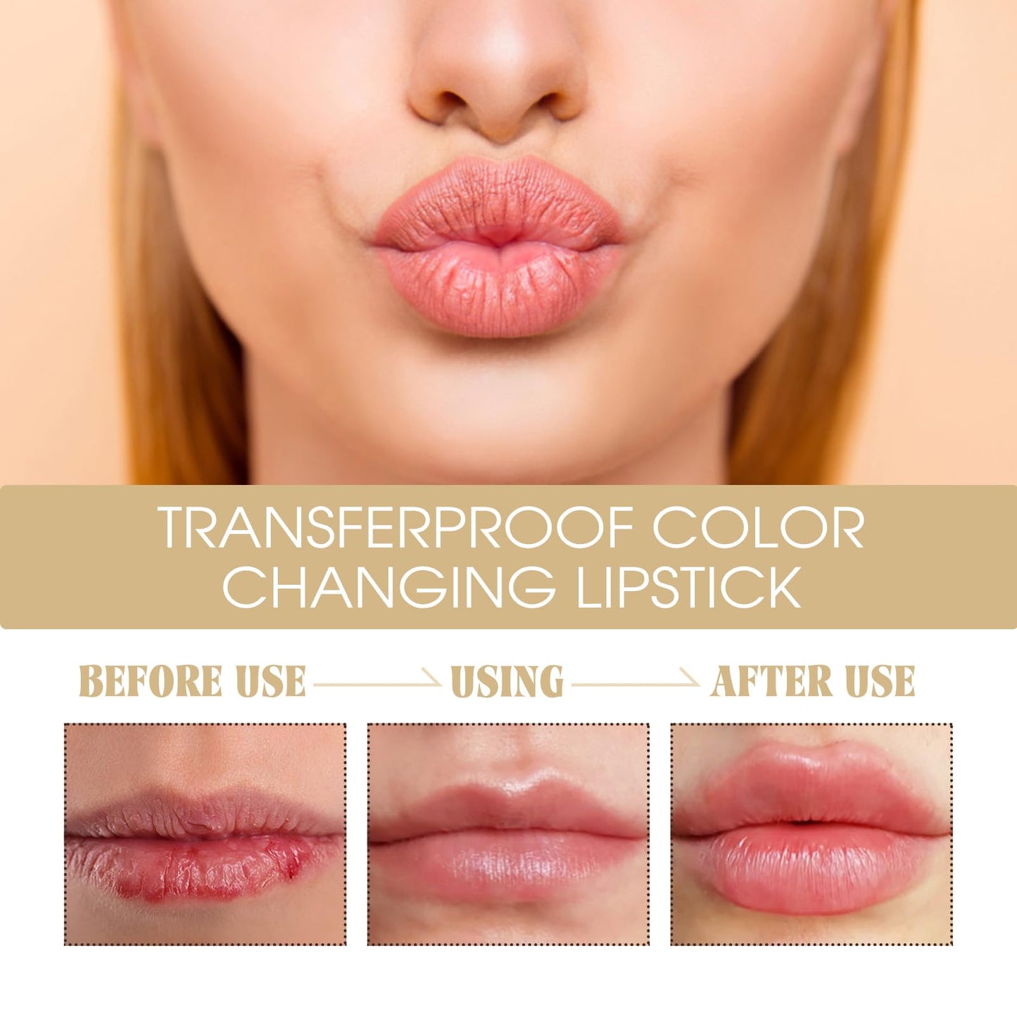 POOLJOY 2PCS Transferproof Color Changing Lipstick, Gold Crystal Ph Lipstick Color Changing, Long Lasting 24 Hours Moisturizing Glossy Shine Lip Gloss for Women