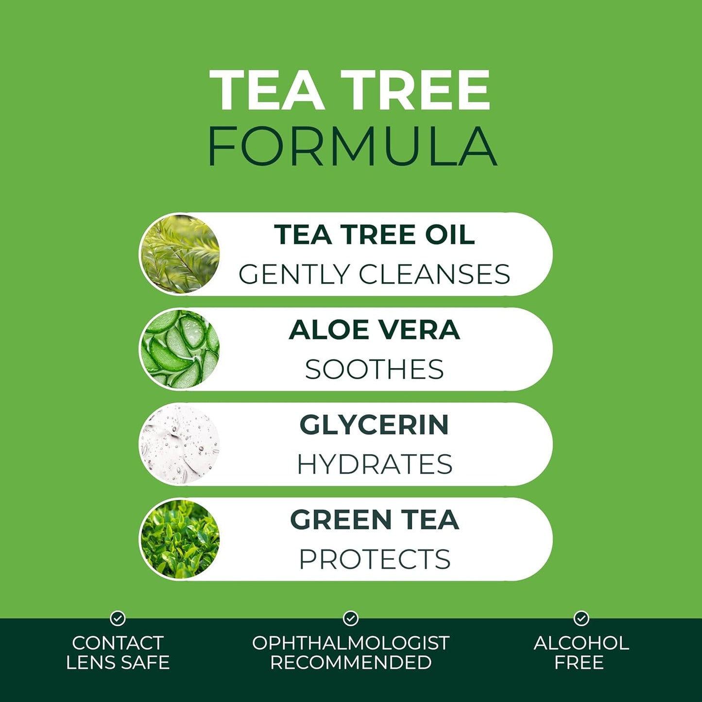 NOVEHA Tea Tree Oil Eyelid & Lash Wipes - Hyaluronic Acid, Green Tea & Chamomile | 60 Individually Wrapped Cleansers for Blepharitis & Itchy Eyes