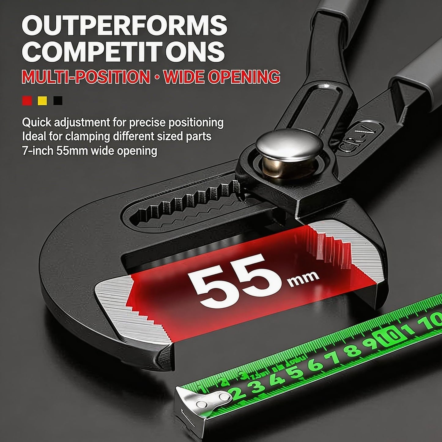 Adjustable Groove Joint Pliers - 7-Inch Multi-Function V-Jaw Chrome Vanadium Steel for DIY & Plumbing Repairs