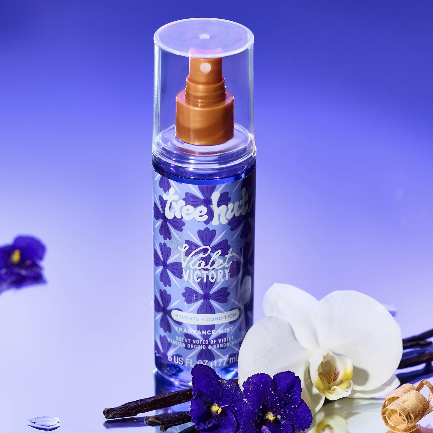 Tree Hut Violet Victory Hair & Body Mist, Hydrating & Alcohol-Free Body Spray, Lavender & Vanilla Orchid Scent, Perfume Mist for Hair & Body, Everyday Fragrance Spray for Women, 6 oz