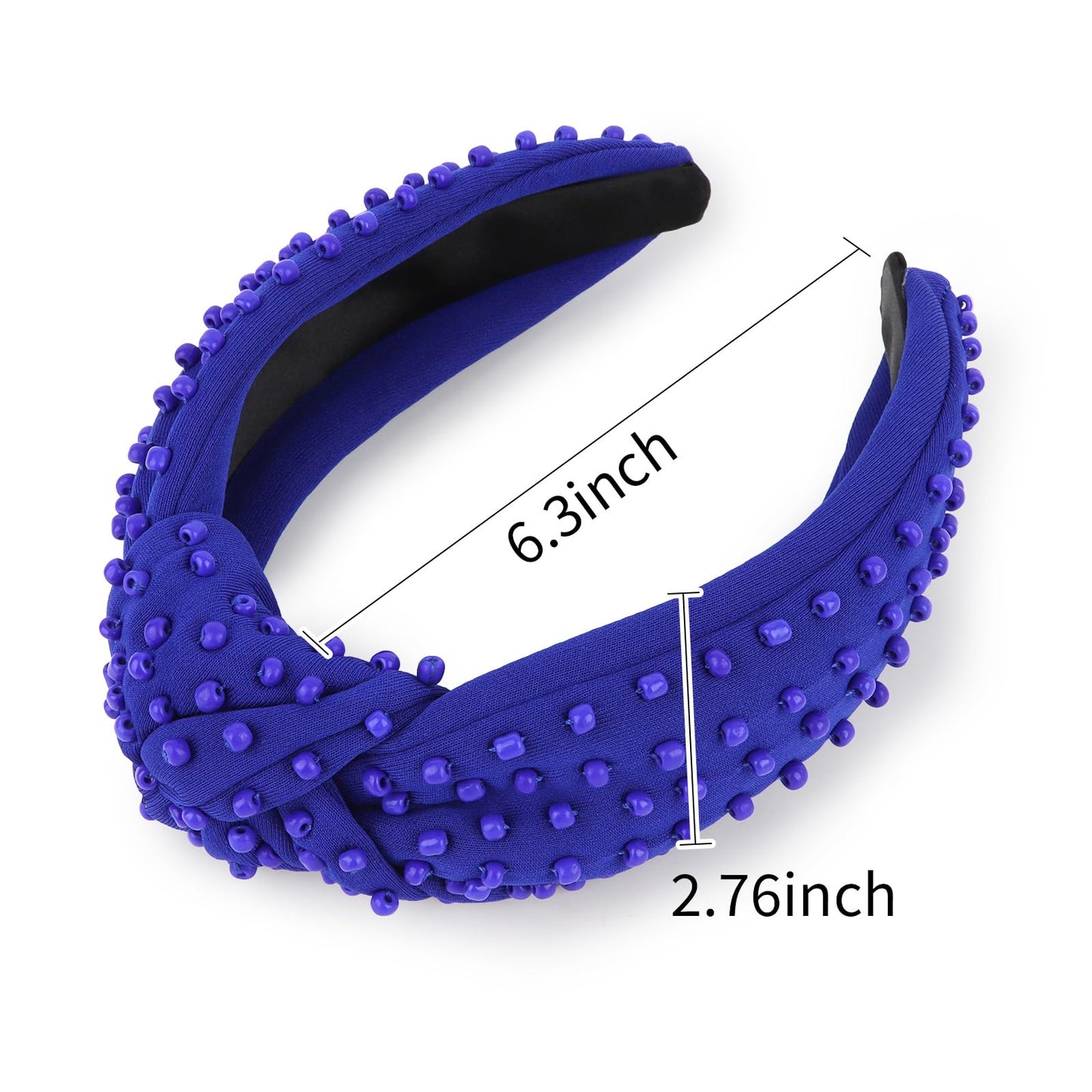 YISSION Royal Blue Knotted Headband for Women - Wide Beaded Hair Hoop, Stylish Hair Accessory for Daily Wear, Parties & Casual Outfits