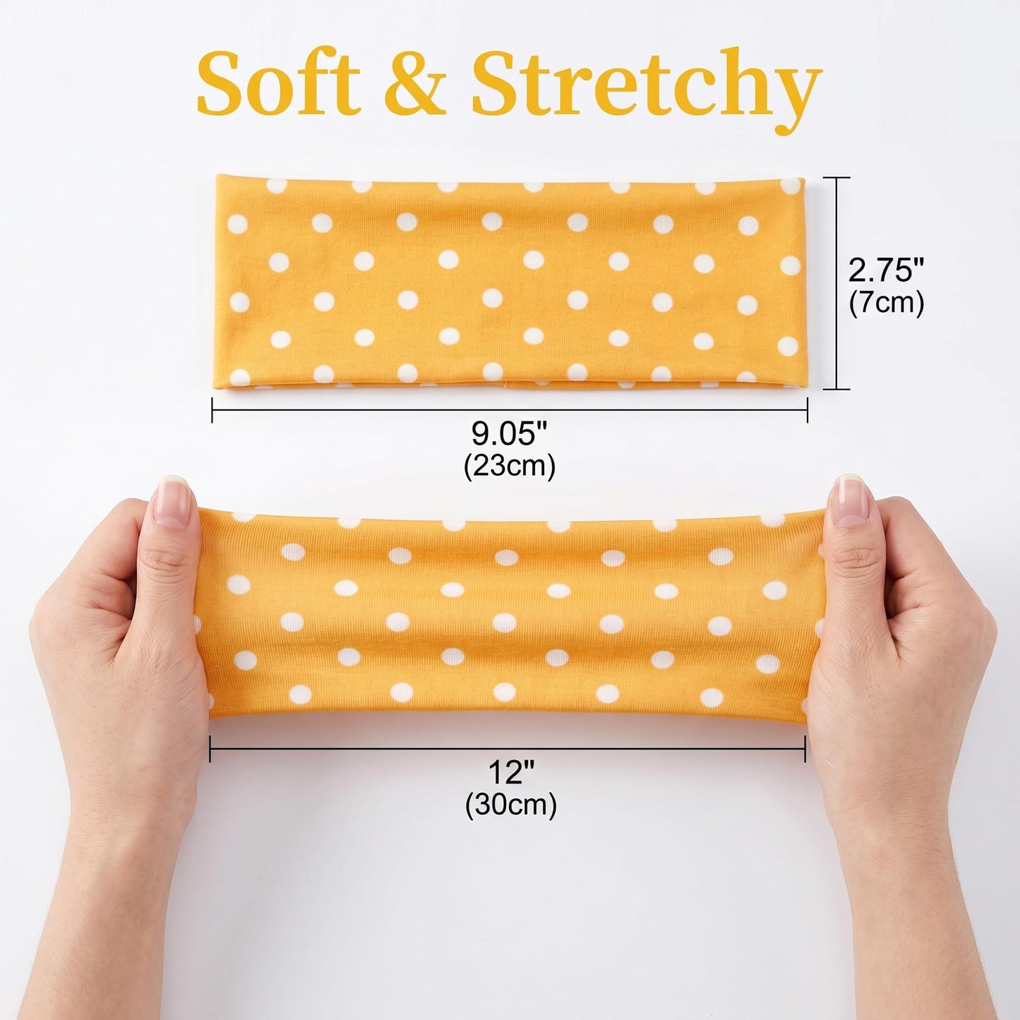Waliah 6 Pcs Polka Dot Headband Cute Headbands for Women Soft Head Bands for Women's Hair Non Slip Headbands