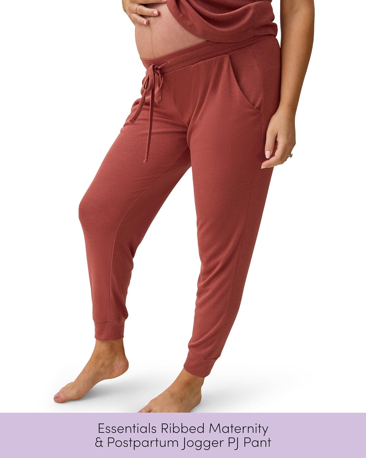 Ribbed Maternity & Postpartum Jogger Pajama Pants - Adjustable Lounge Sleepwear for Pregnancy | Soft & Comfortable