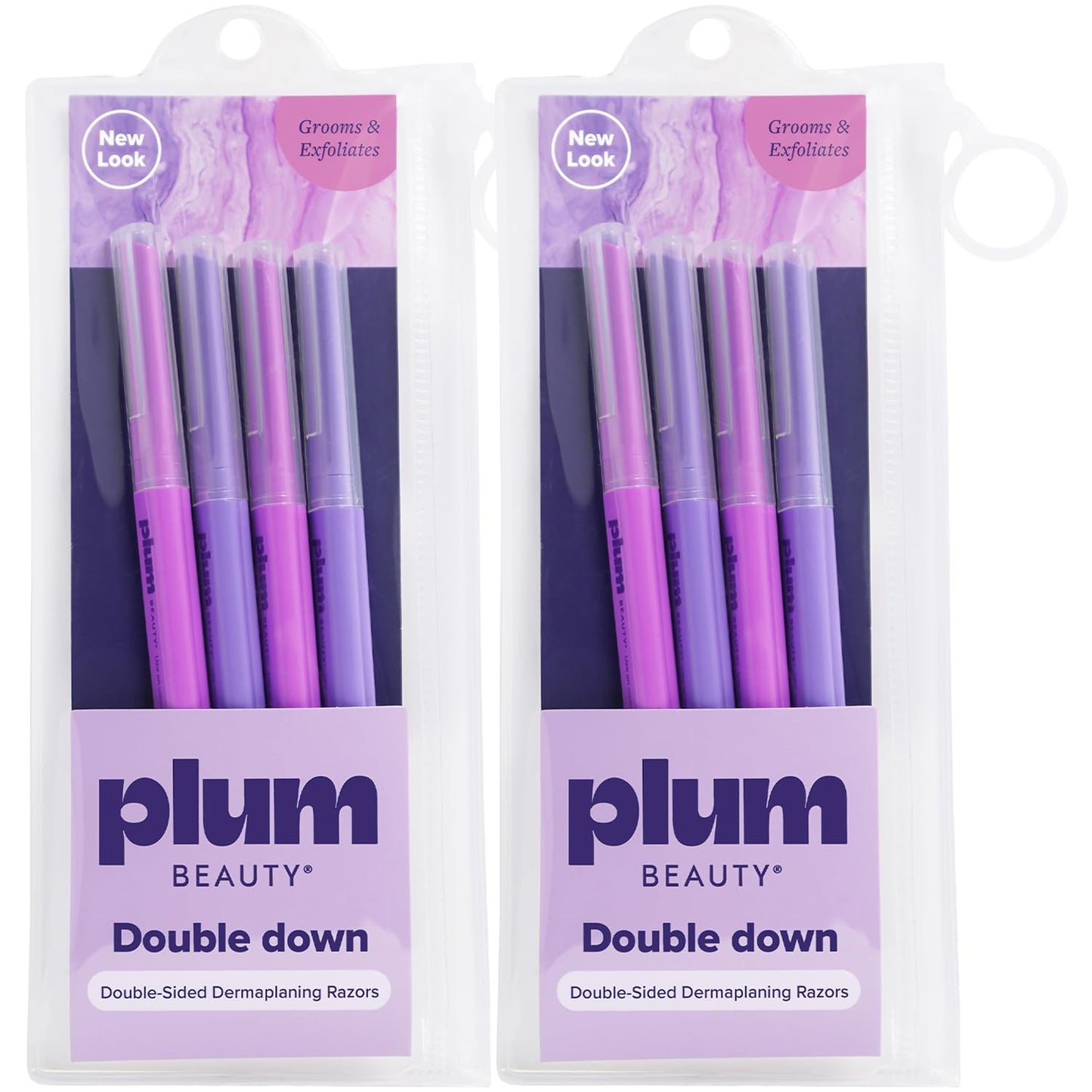 Plum Beauty Dermaplaning Razors for Women & Men, 2-Pack (8 Double-Sided Razors) – Quick & Painless Facial Hair Removal, Eyebrow Razor for Shaping, Sideburn Trimmer