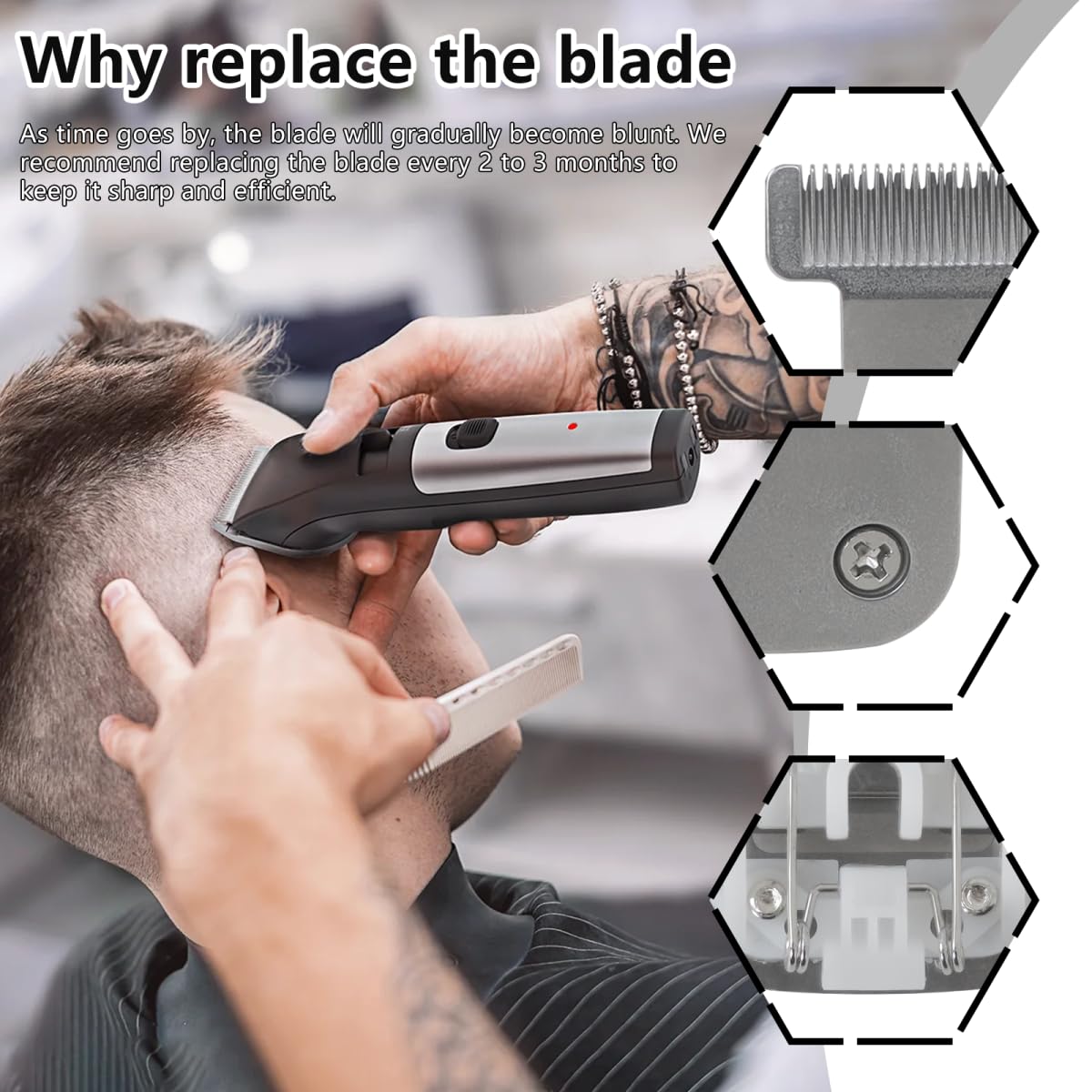2PCS Replacement Detachable T Blade Compatible for Wahl T Blades for Trimmer Models 9864/9864SS/9686/9818A/9854L/9870/9888/9937