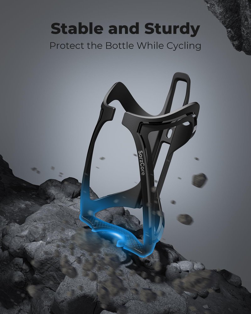 SorzCore Bike Water Bottle Holder,1.2oz Lightweight Design,Sturdy Bike Cup Holder,Bicycle Bottle Cages with Screws Tool,Cycling Bike Water Bottle Cage for 2.76-3.94 inches Diameter Bottles,Black