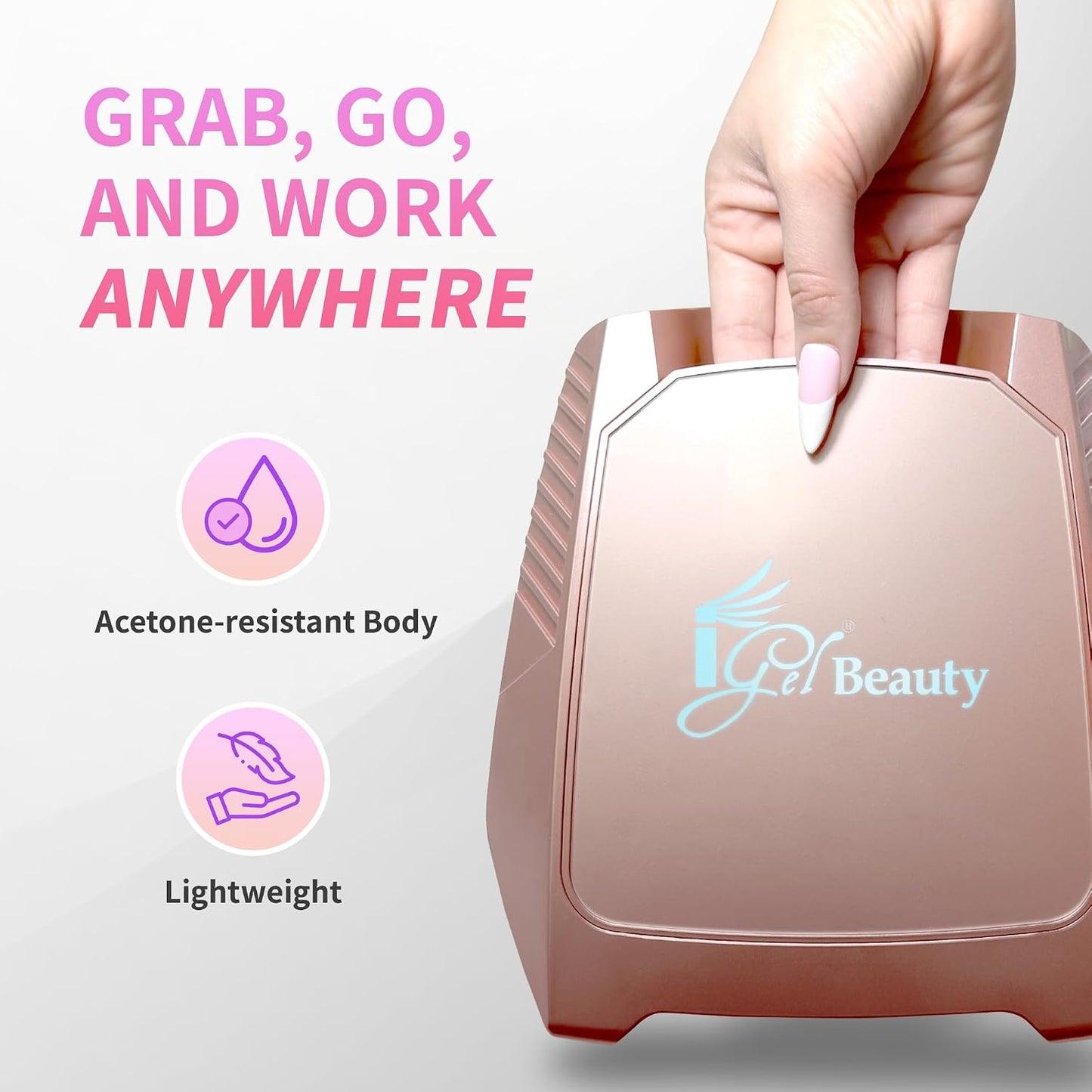 iGel Beauty Hybrid PRO 2.0 UV/LED Nail Lamp - 48W Wireless Rechargeable Nail Dryer with Smart Motion Sensor & Removable Tray | Cordless Gel Curing for Manicure & Pedicure