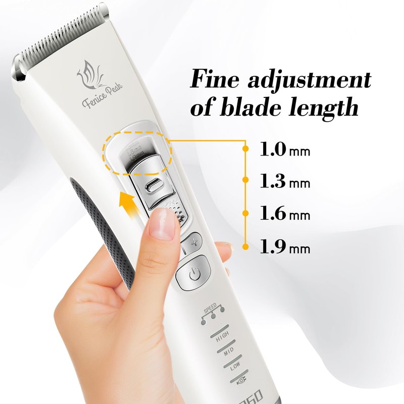 FENICE PEAK Dog Grooming Clippers for Thick Heavy Coats 3 Speeds Low Noise Pet Grooming Kit Cat Eletric Clipper with 10FC Ceramic & Stainless Steel Blade