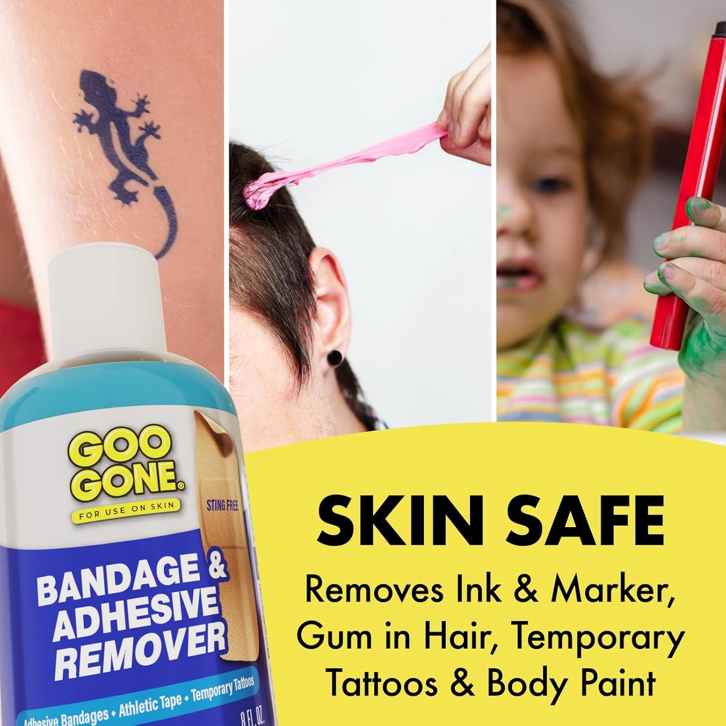 Goo Gone Skin Adhesive Remover - Pain-Free Removal for Sticky Residue | 8 oz.