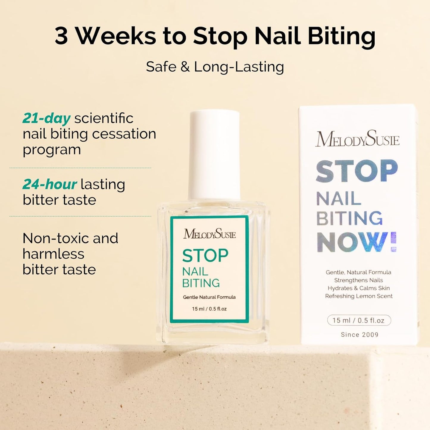 MelodySusie Nail Biting Treatment - Quick-Dry Bitter Polish to Stop Nail Biting | 15ML