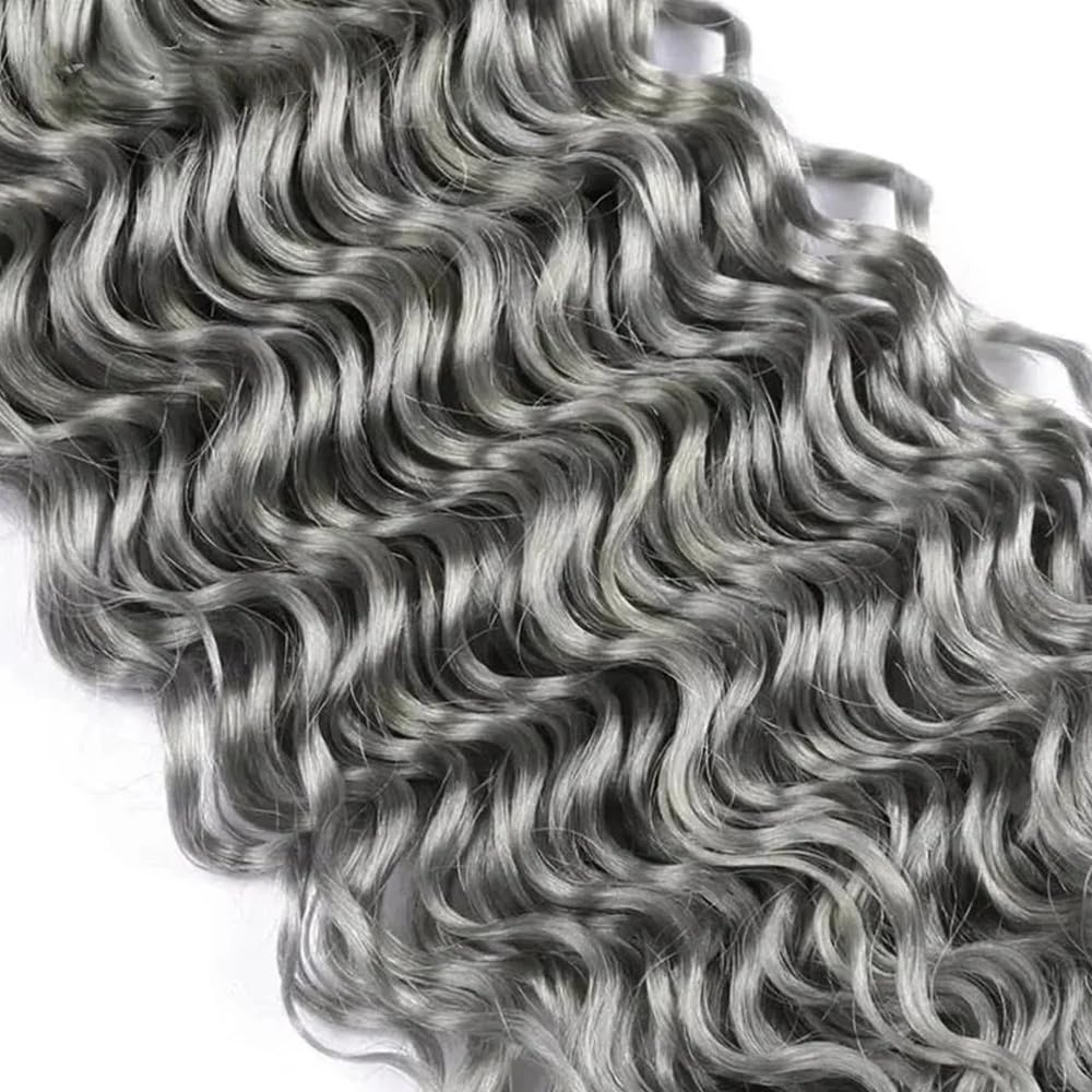 20 22 24 Inch Grey Bundles Human Hair Deep Wave 3 Bundles Brazilian Remy Hair 50 Grams/Bundle 10A Grade Unprocessed Virgin Hairs Silver Grey Deep Wave Bundle Weaves Extensions