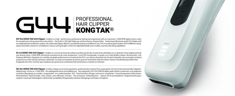 KONG TAK G44 Professional Hair Clipper with Digital Vector Motor UP to 12,000 SPM and DLC Blade
