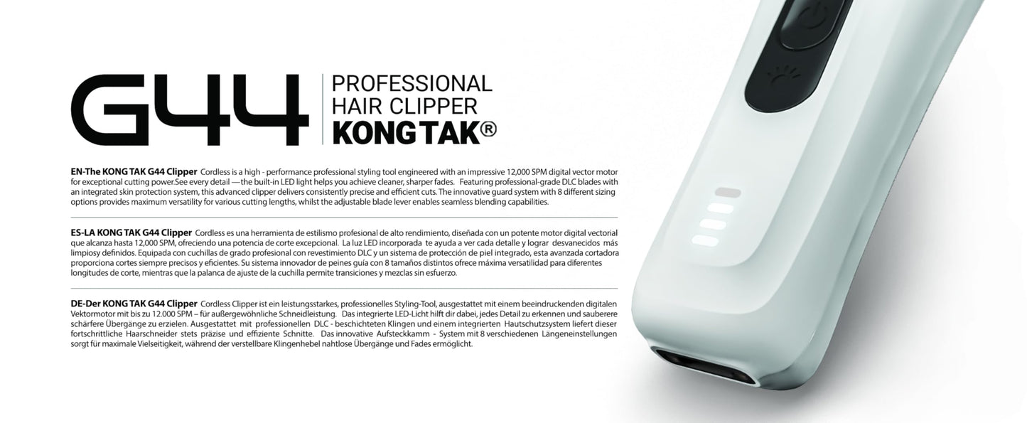 KONG TAK G44 Professional Hair Clipper with Digital Vector Motor UP to 12,000 SPM and DLC Blade