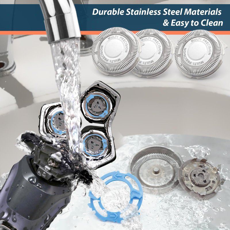 Lisnhlin SH50 Shaving Head Blade with Retaining Rings Replacement for Norelco Shaver 5000 Series, Men's Electric Shaver Replacement Heads 6Pcs