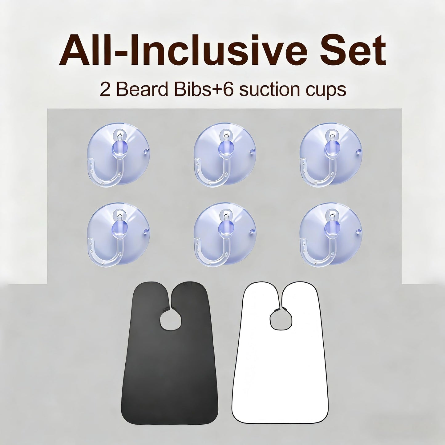 Beard Bib Apron for Men, 2 Pack Hair Catcher for Shaving & Trimming, Non-Stick Shave Cape with Suction Cups, Men's Grooming Accessories, Gifts for Husband Dad Boyfriend (Black & White)