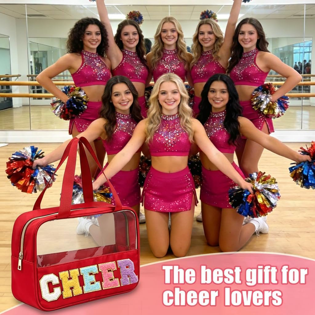 Cheer Makeup Bag - Waterproof Nylon Cosmetic Organizer with Handle & Zipper | Perfect Cheerleader Gift for Girls
