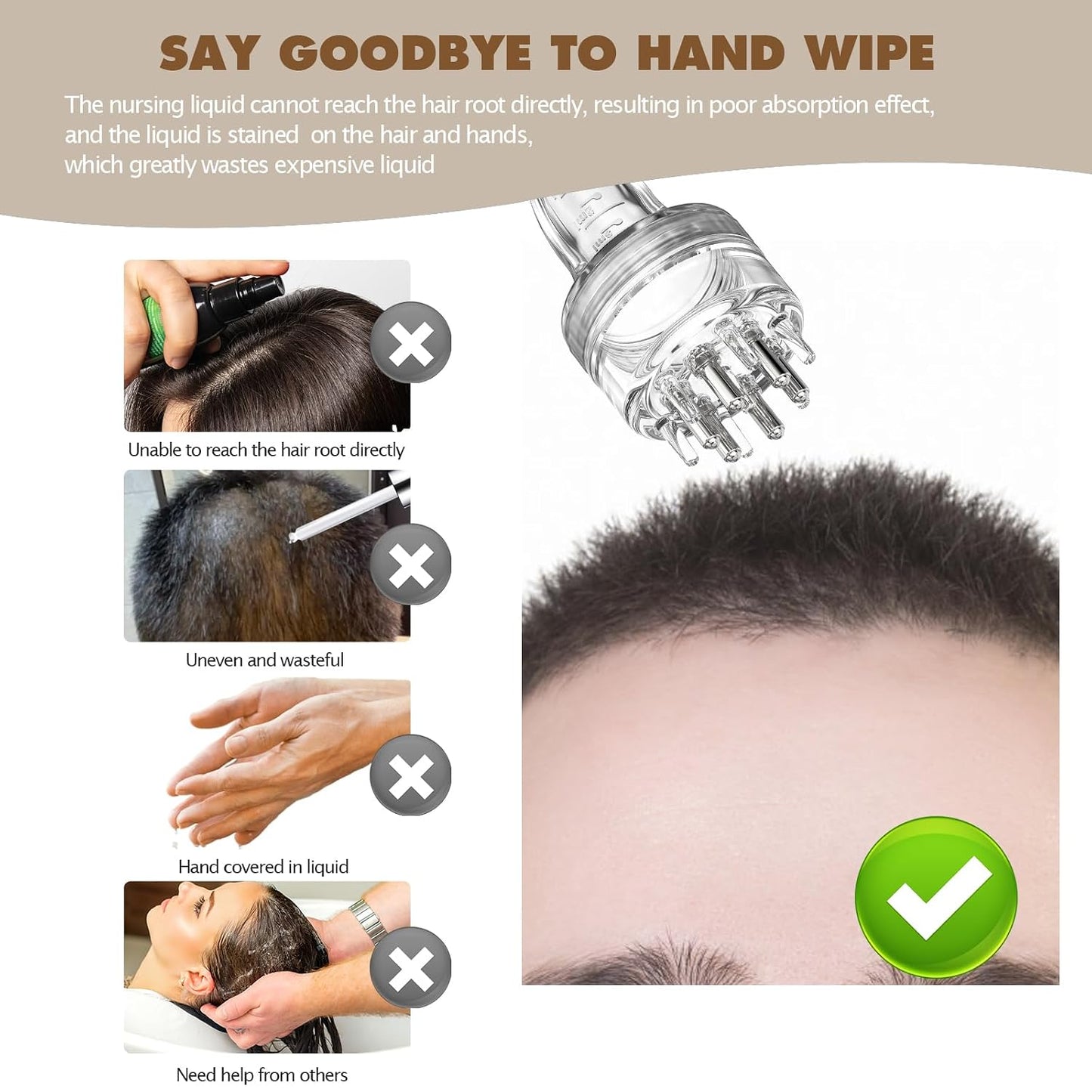 Minoxidil Scalp Applicator Comb - Hair Growth Oil Massager Tool | Transparent Design for Thinning Hair