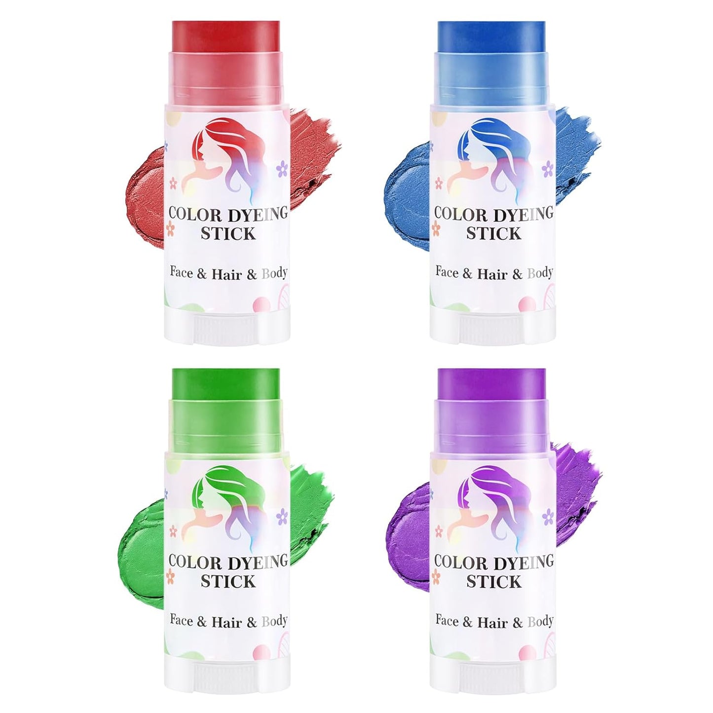 Red Temporary Hair Color Sticks - Washable Waterproof Hair Dye Chalk | Multi-Purpose Face & Body Paint for Festivals & Parties