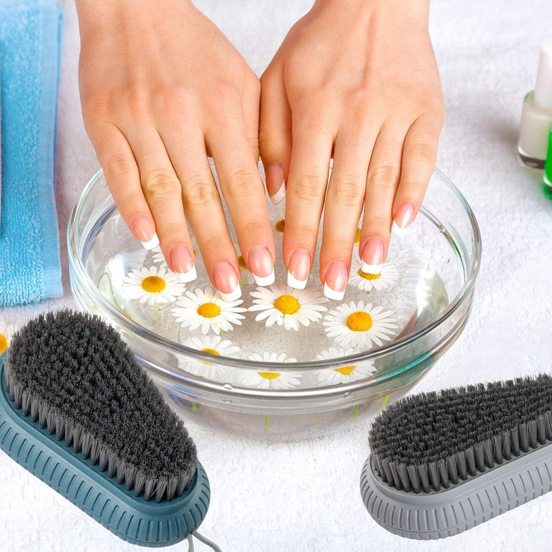 Nail Brush Set - Heavy Duty Fingernail Cleaning Brushes with Narrow Bristles & Hanging Rope | 2 Pcs
