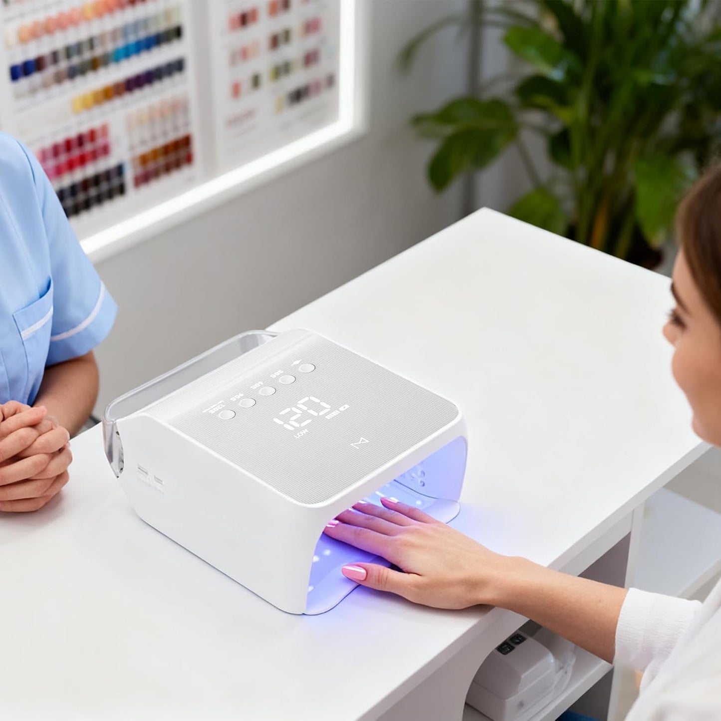 96W UV LED Nail Lamp - Cordless Rechargeable Gel Nail Dryer with Smart Sensor Timer | Portable Professional Nail Light - White
