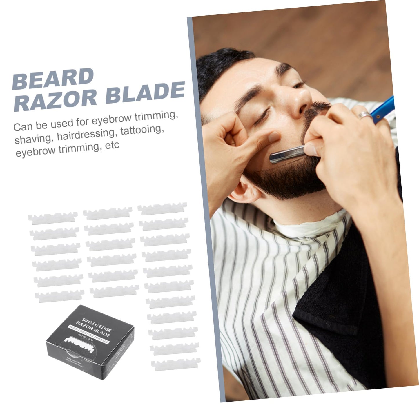 Beaupretty 100pcs Stainless Steel Safety Razor Blades for Women Eyebrow Razor Compatible Sensitive Skin Shaving Barber Face Cutter Men