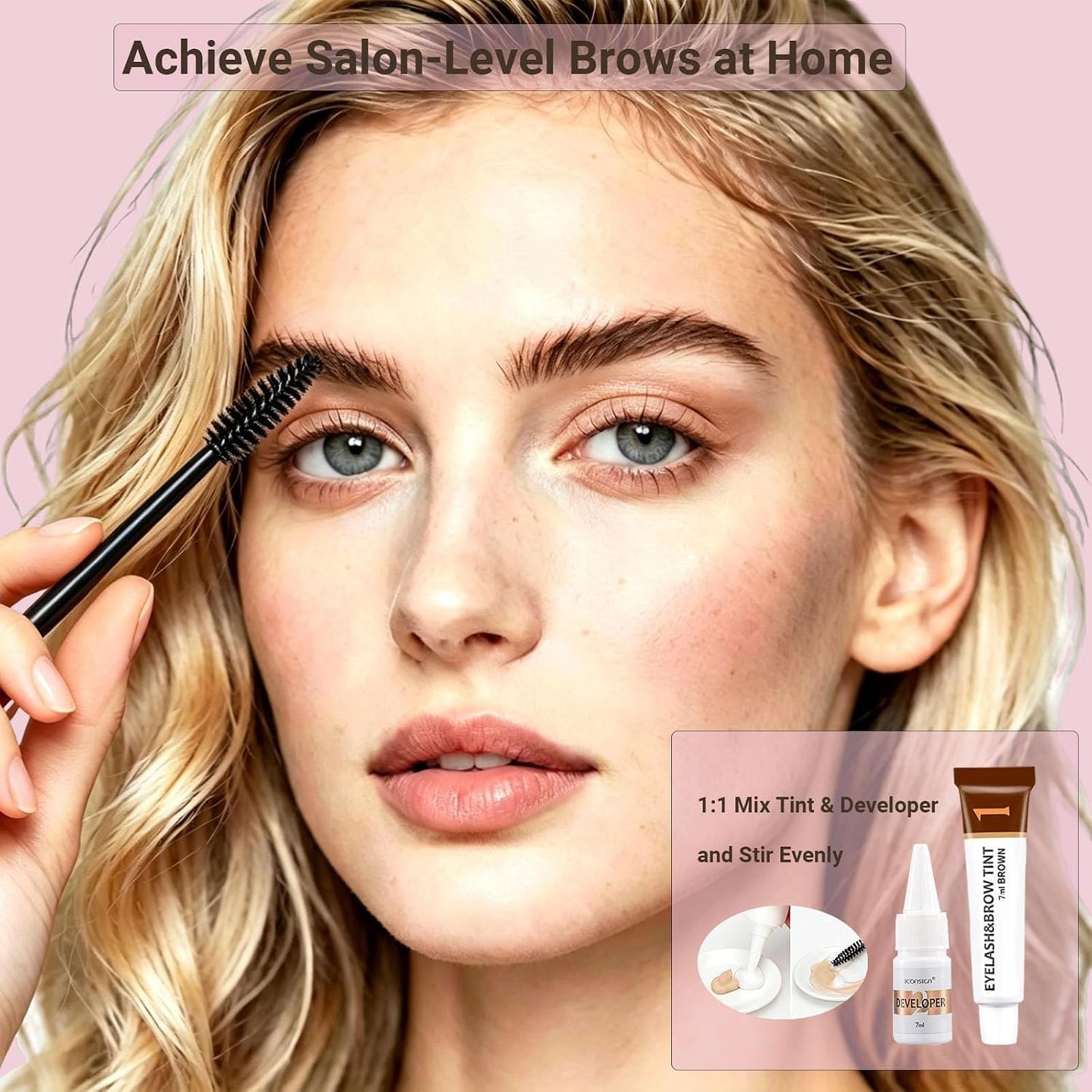 Lash & Brow Color Kit - 2-In-1 Professional Eyelash & Eyebrow Dye | Long-Lasting Results, 7ml (Brown)