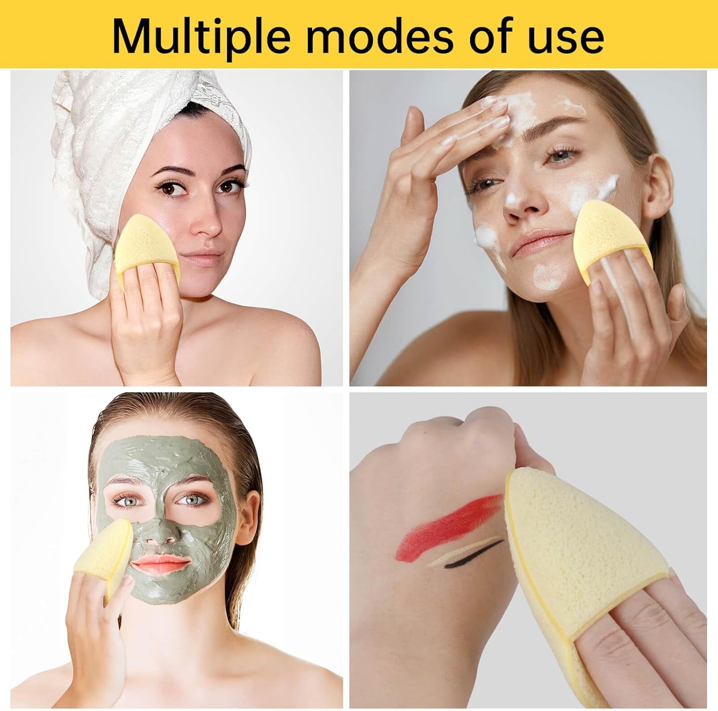 Facial Sponges Set - 6 Colorful Reusable Cleansing Puffs for Makeup Removal & Daily Exfoliation