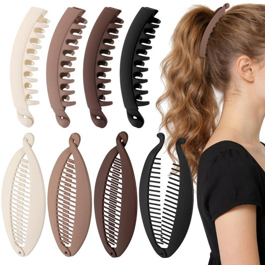 ProSuites 8PCS Banana Hair Clips for Women, 2 Styles Cute and Stylish French Hair Claw Clips Ponytail Holder Hair Accessories for Thin/Thick Hair, All Day Hold