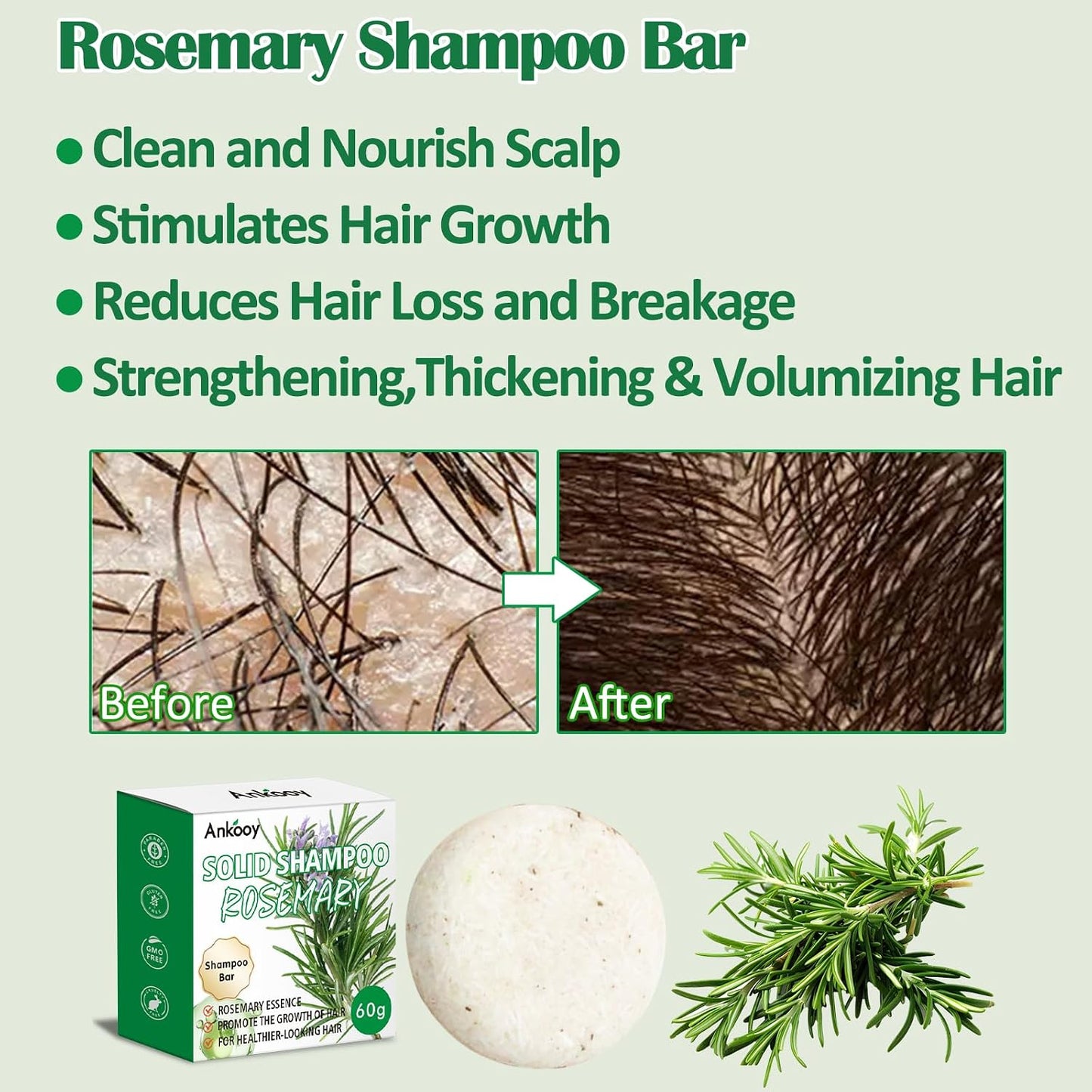 Rosemary Oil Shampoo and Conditioner Set | Hair Growth, Thickening & Volumizing - 2 Pack