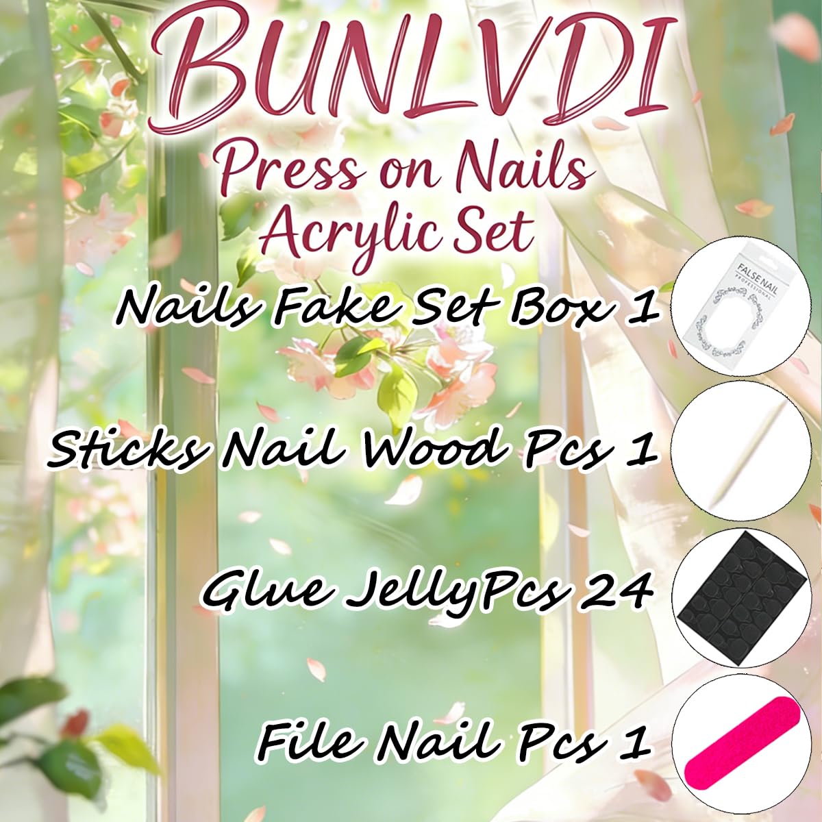 Press-On Nails - 30 Pcs Pink Flower French Tip Design | Short Almond 3D Floral Full Cover Acrylic Set