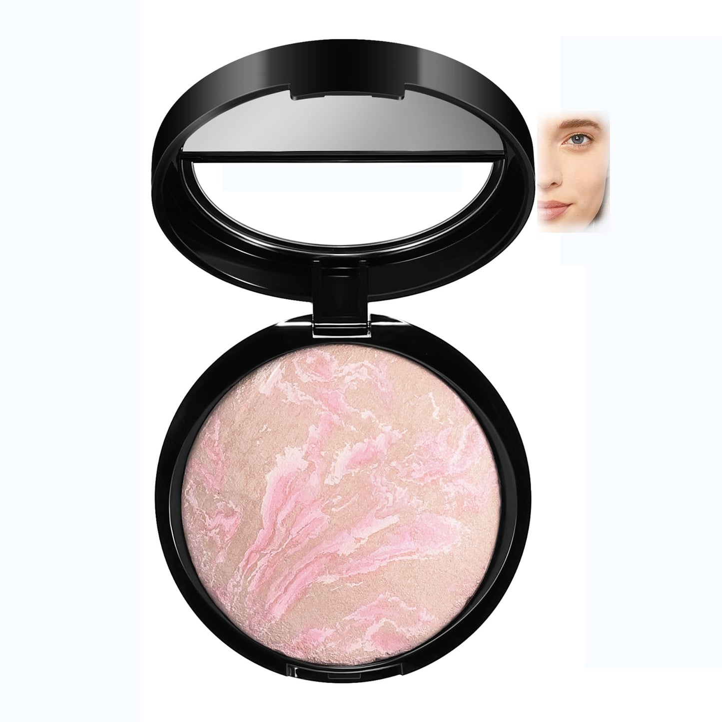 AKARY Baked Powder Foundation, Oil Control Correcting Foundation, Buildable Light to Medium Coverage - Demi-Matte Natural Finish Smooth Lightweight Setting Powder Palette