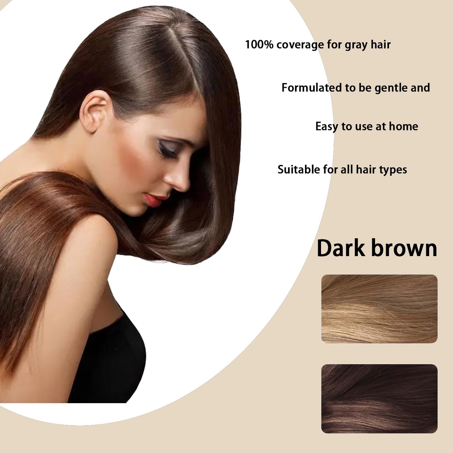 Bupposes Natural brown Hair Color Shampoo for Dark, Hair Dye Instant 3 in 1, Instant Dye Shampoo for Men & Women, 1pcs Dark Brown. ﻿