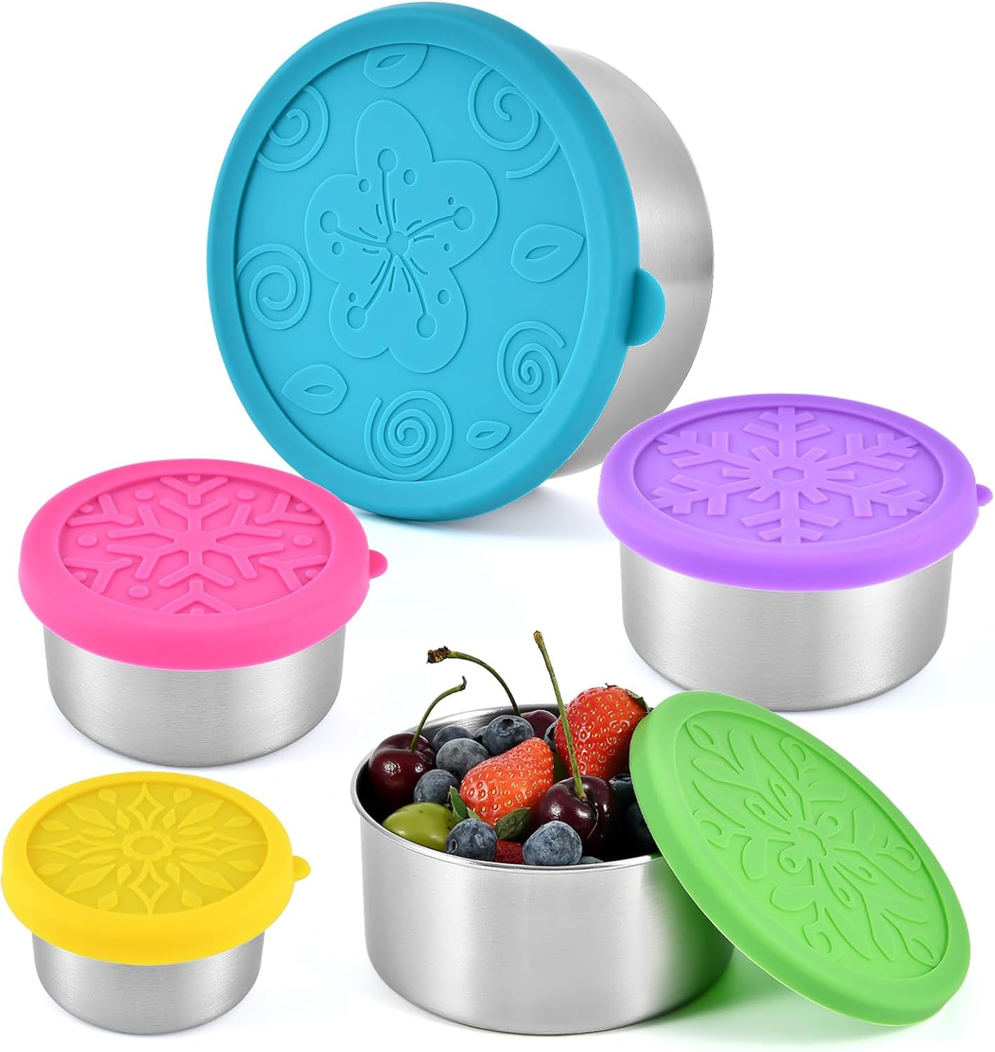 304 Stainless Steel Snack Containers - 5 Pack Stackable Food Storage Boxes for Travel & School | Metal Lunch Boxes