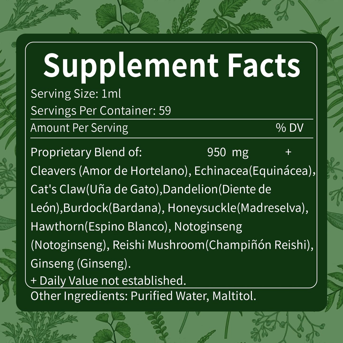 Nabouherb Cleavers Herb Extract Lymphatic Drainage Drops, Herbal Lymph System Support with Echinacea & Cat’s Claw, Botanical Liquid Formula for Immune Support and Daily Wellness Routines, 2 oz