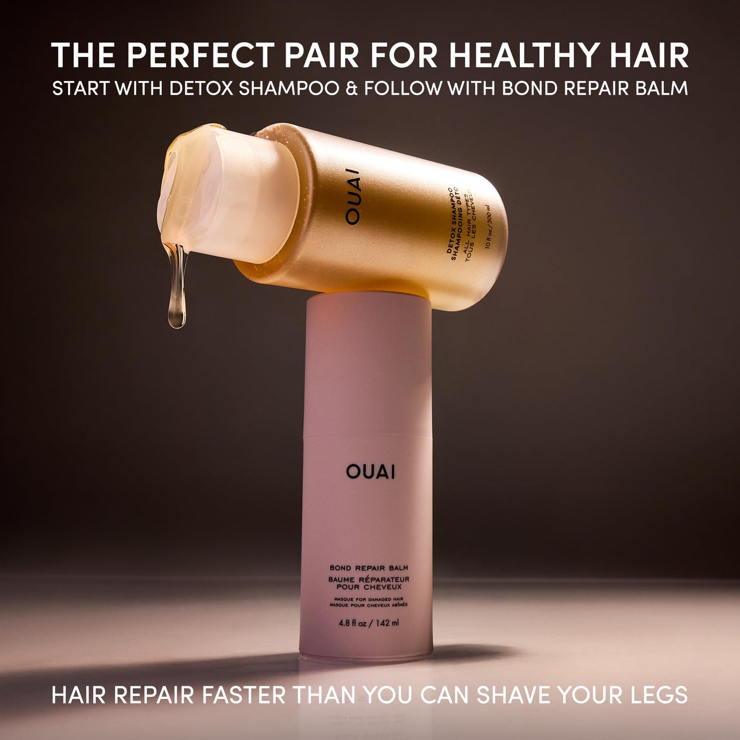 OUAI Bond Repair Balm - Travel Size In Shower Hair Treatment Mask for Dry Damaged Strands, Replaces Conditioner - Repairs & Strengthens Hair in 3 Minutes - Vegan Silk Protein + Hyaluronic Acid, 1.7oz